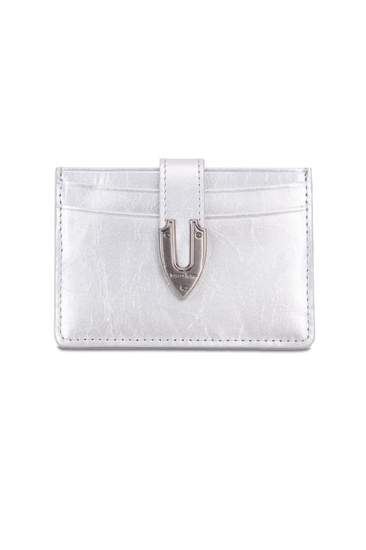 WESTERN BUCKLE CARD WALLET IN SILVER