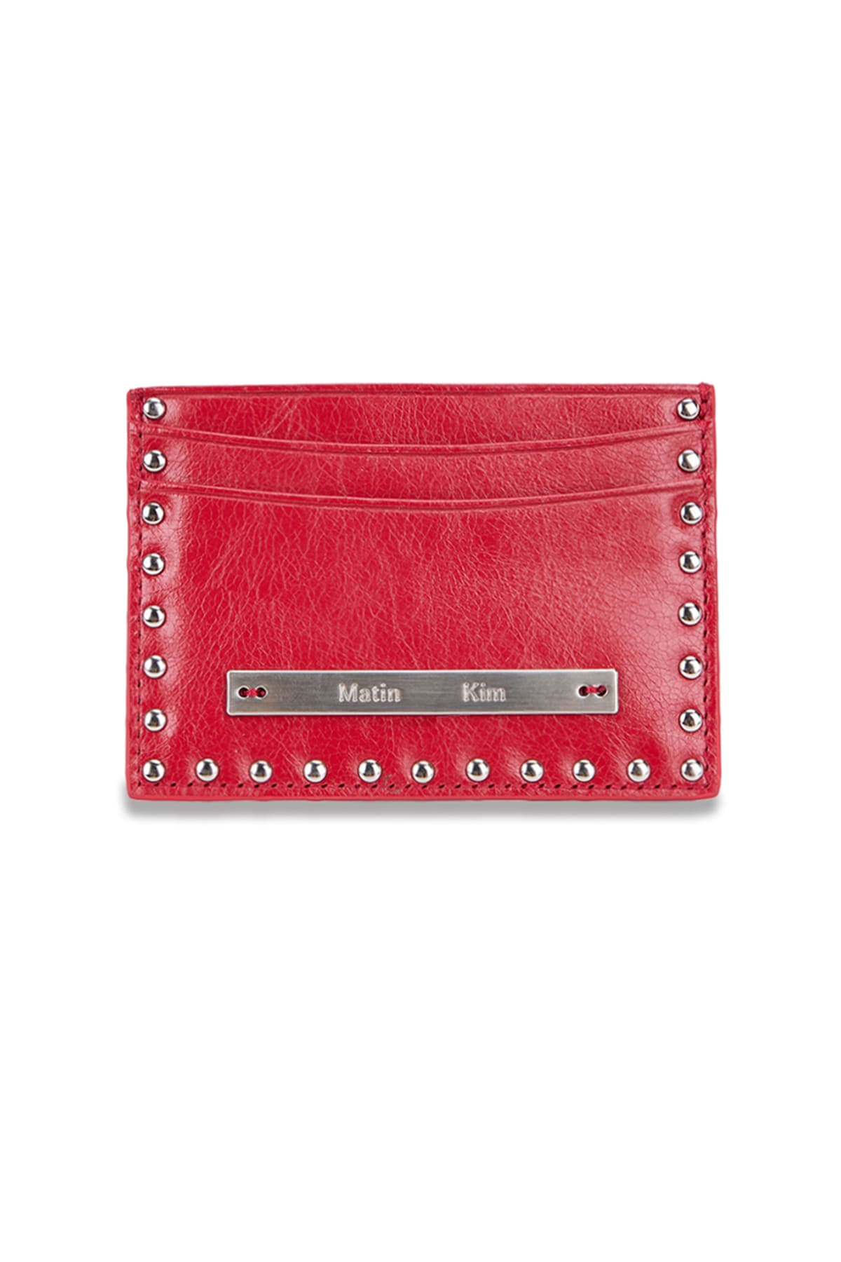 WESTERN STUD CARD WALLET IN RED
