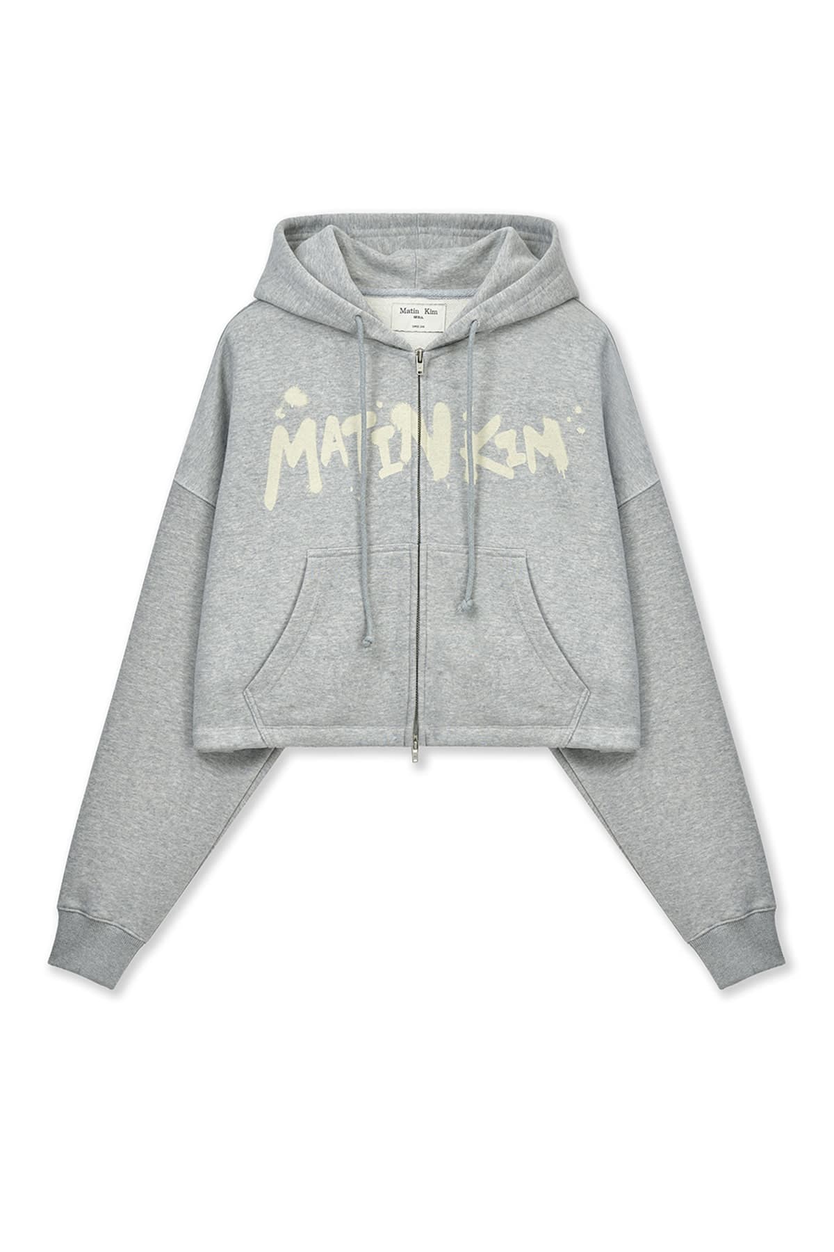 GRAFFITI LOGO CROP HOODY ZIP UP IN GREY