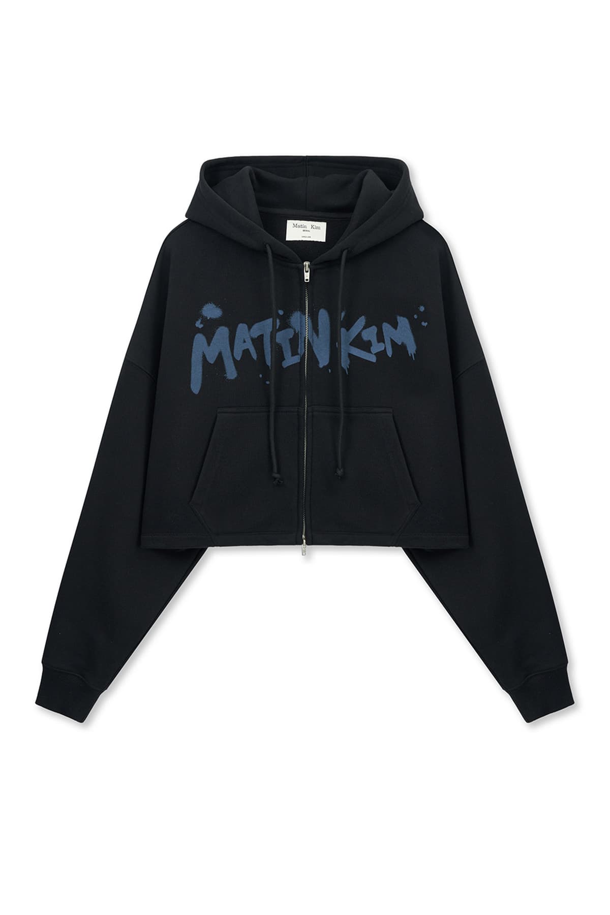 GRAFFITI LOGO CROP HOODY ZIP UP IN BLACK