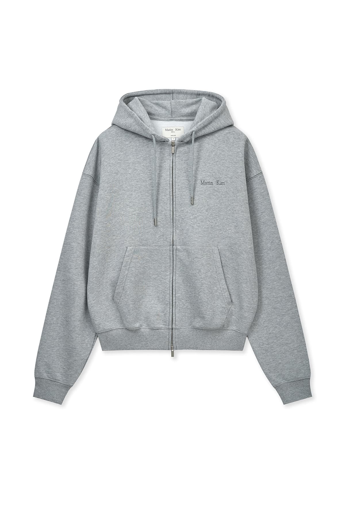 BACK LOGO ESSENTIAL HOODY ZIP UP IN GREY
