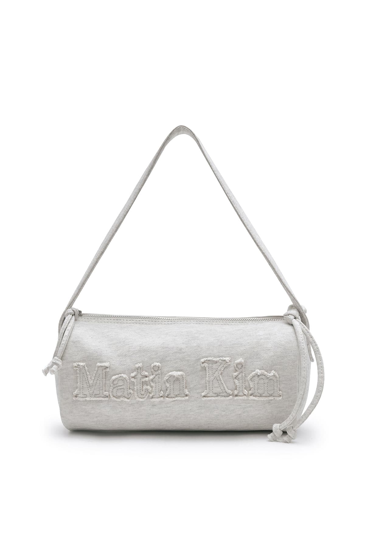APPLIQUE LOGO JERSEY DUFFLE BAG IN LIGHT BEIGE