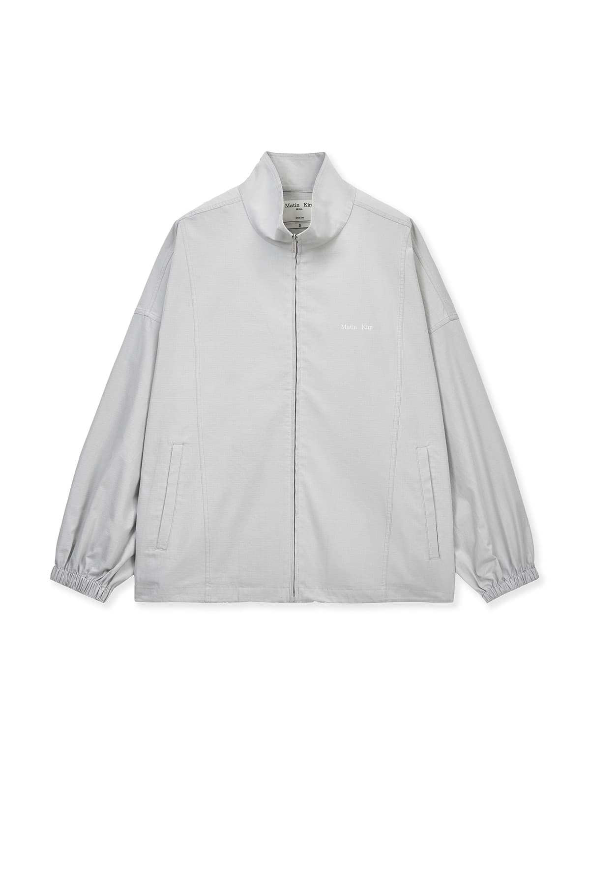 BACK LOGO HIGH NECK JUMPER IN LIGHT GREY