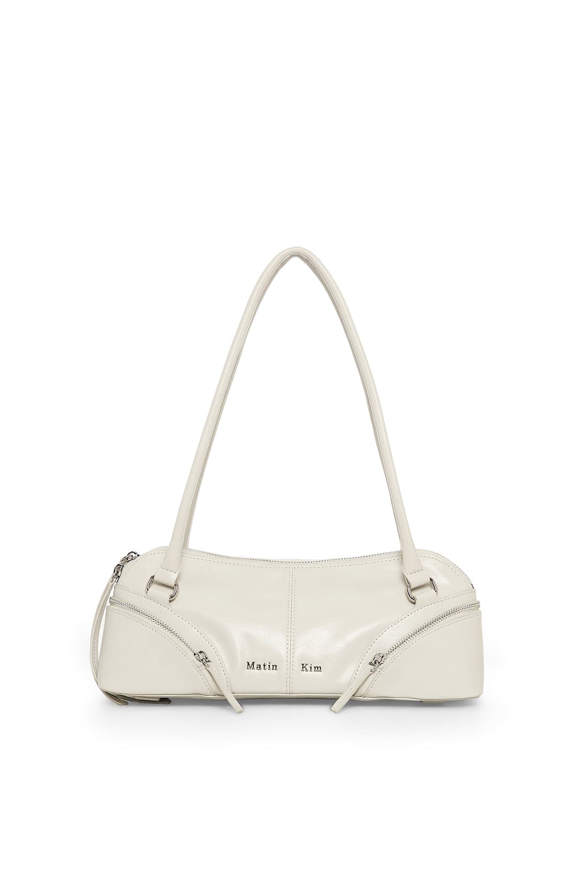 CURVE ZIP BAGUETTE BAG IN LIGHT GREY
