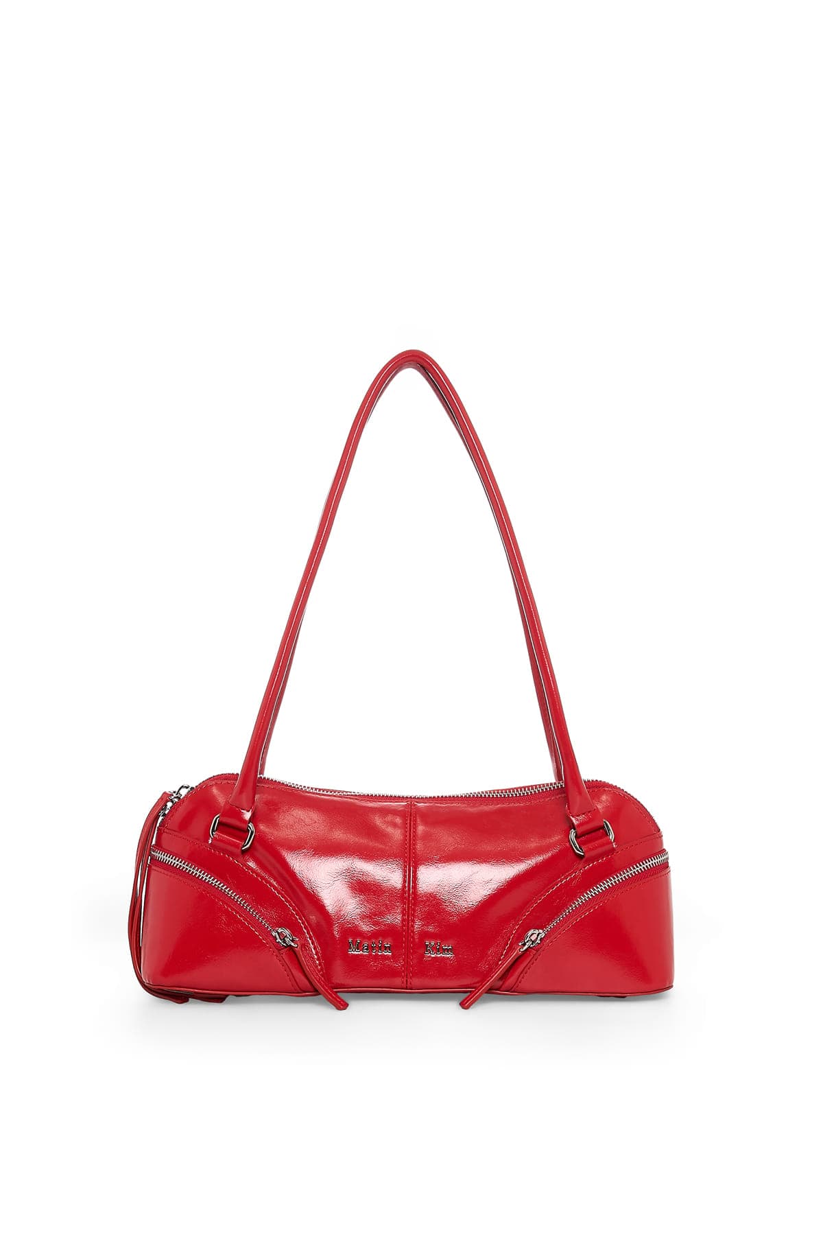CURVE ZIP BAGUETTE BAG IN RED