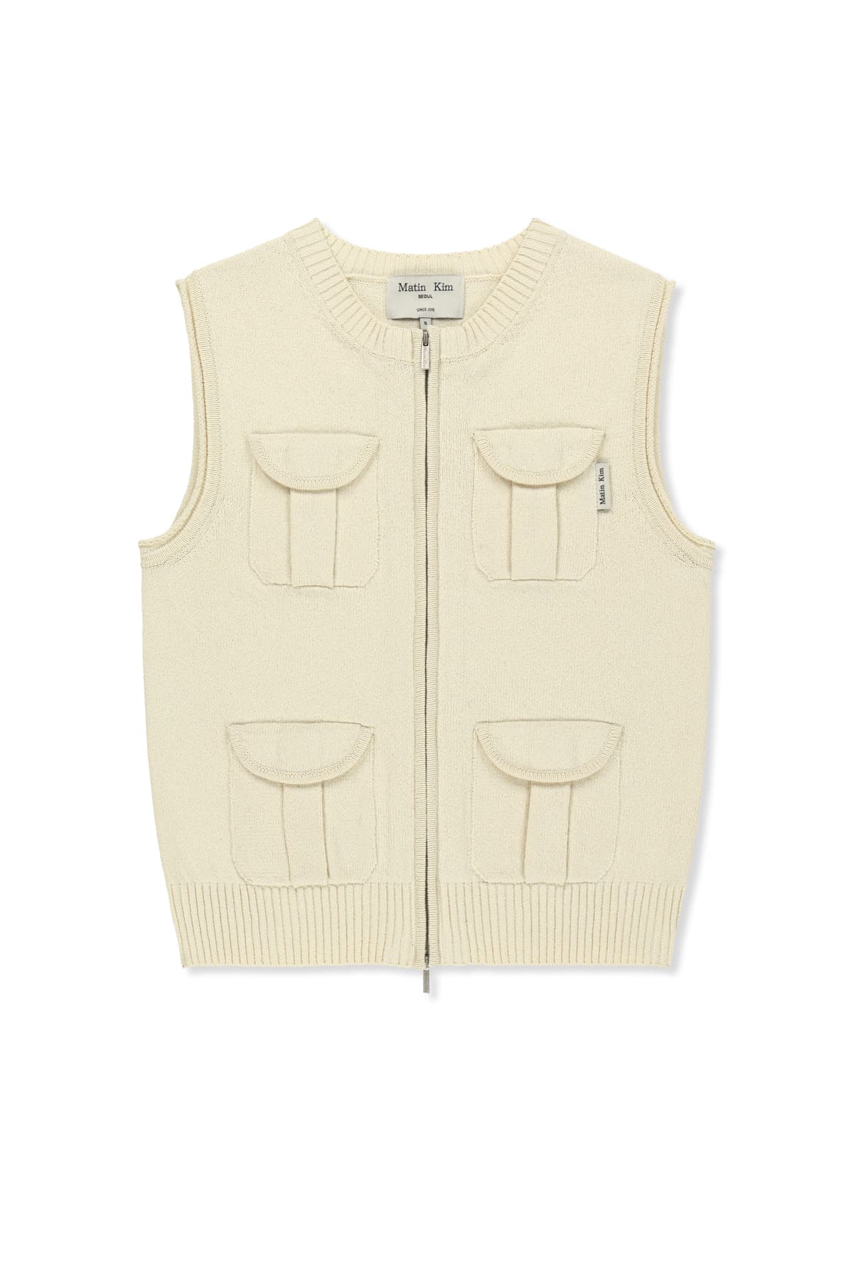 POCKET WASHED KNIT VEST IN LIGHT BEIGE