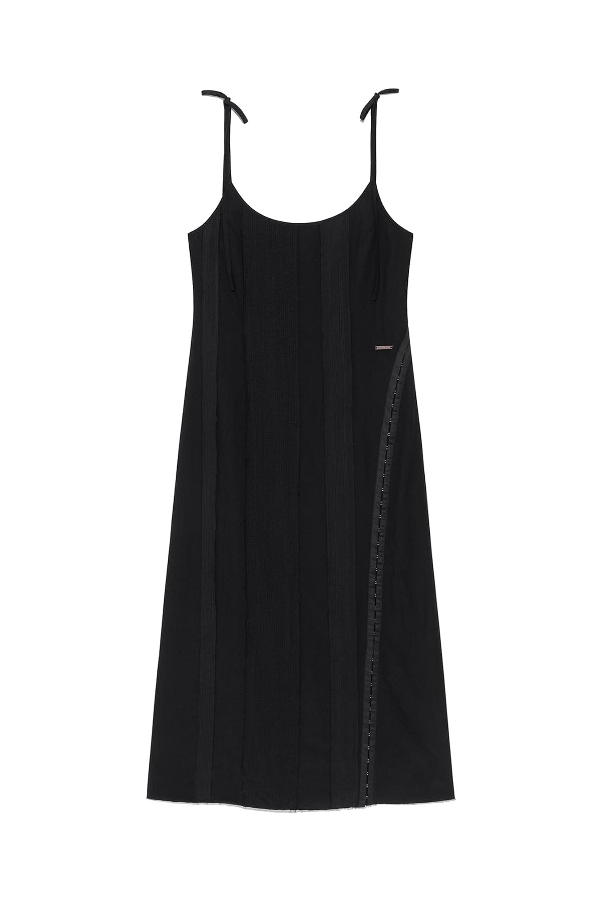 HOOK AND EYE LAYERED LONG DRESS IN BLACK