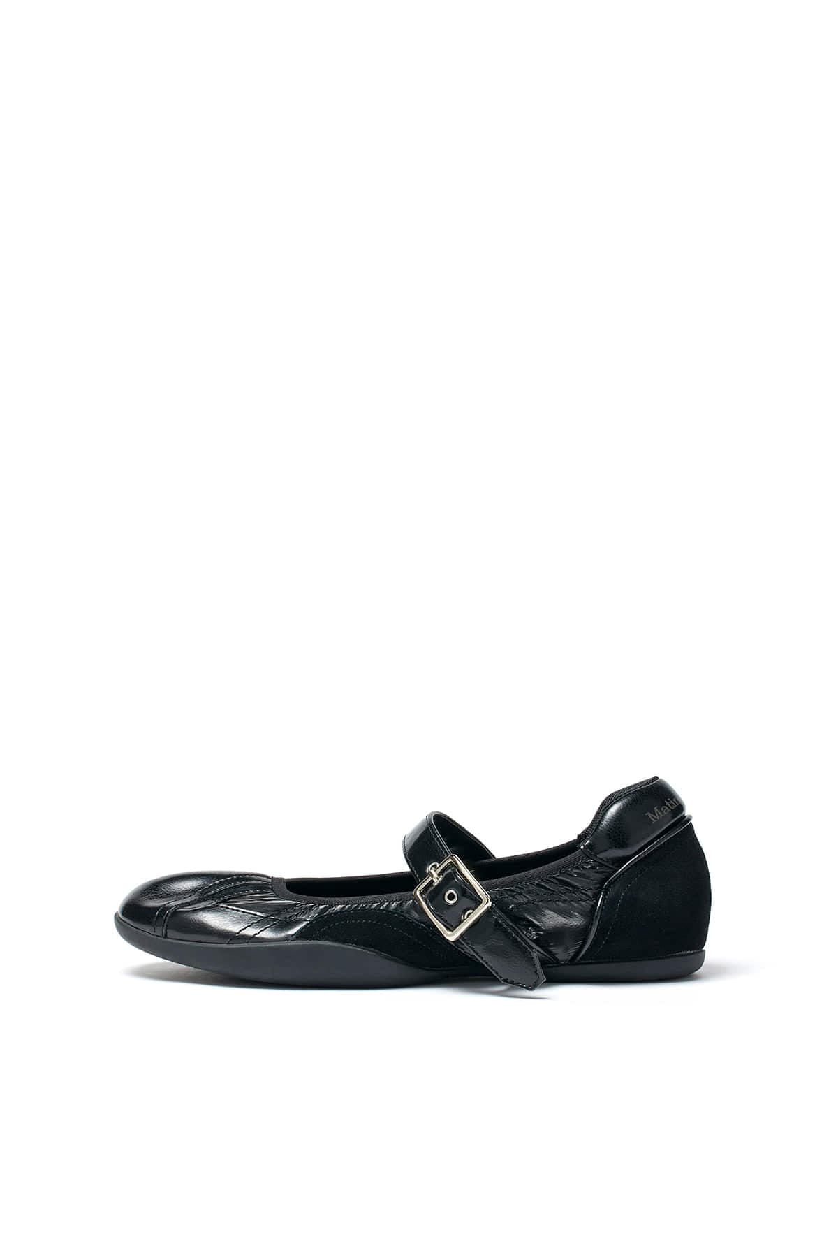 SHIRRING POINT ROUND MARYJANE IN BLACK