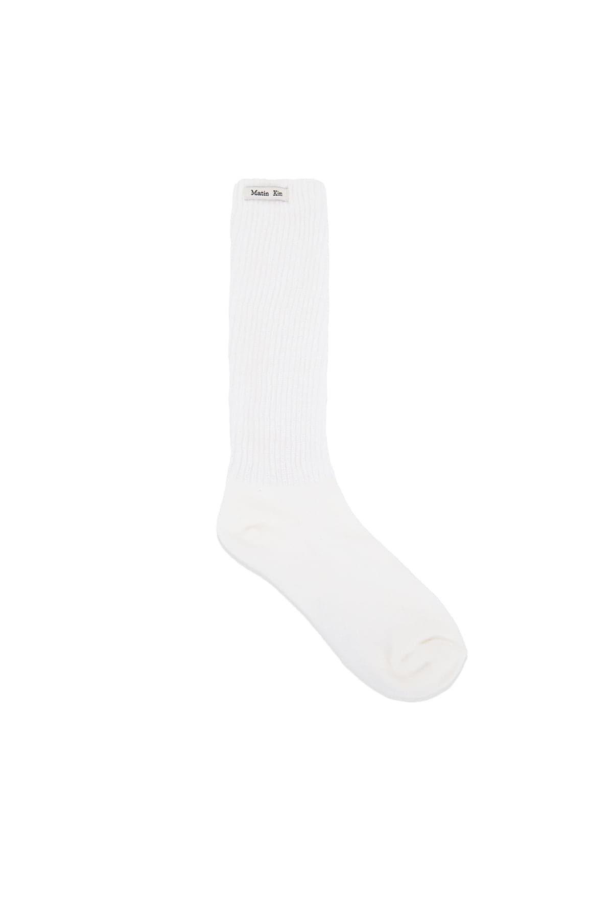 SMALL LOGO POINT RIBBED SOCKS IN WHITE
