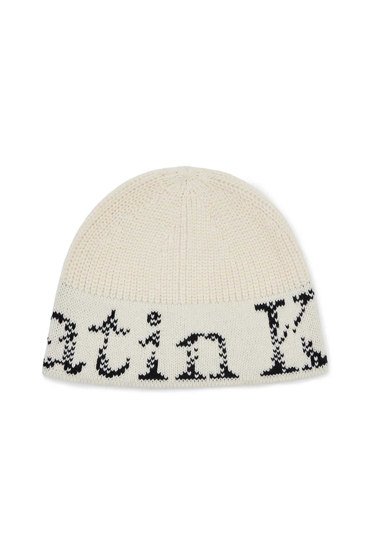 CRACKED LOGO BUCKET BEANIE IN IVORY