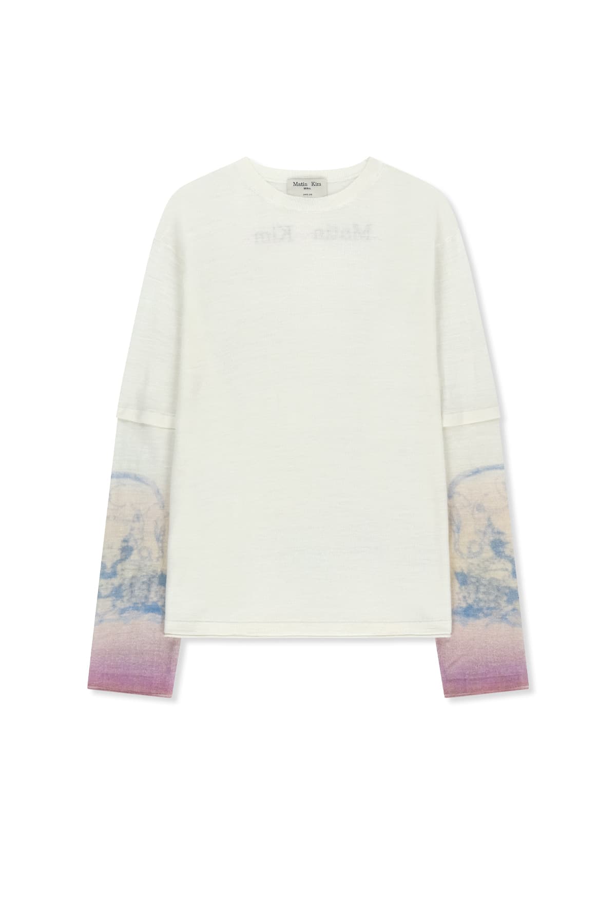 SLEEVE PRINT KNIT PULLOVER IN IVORY