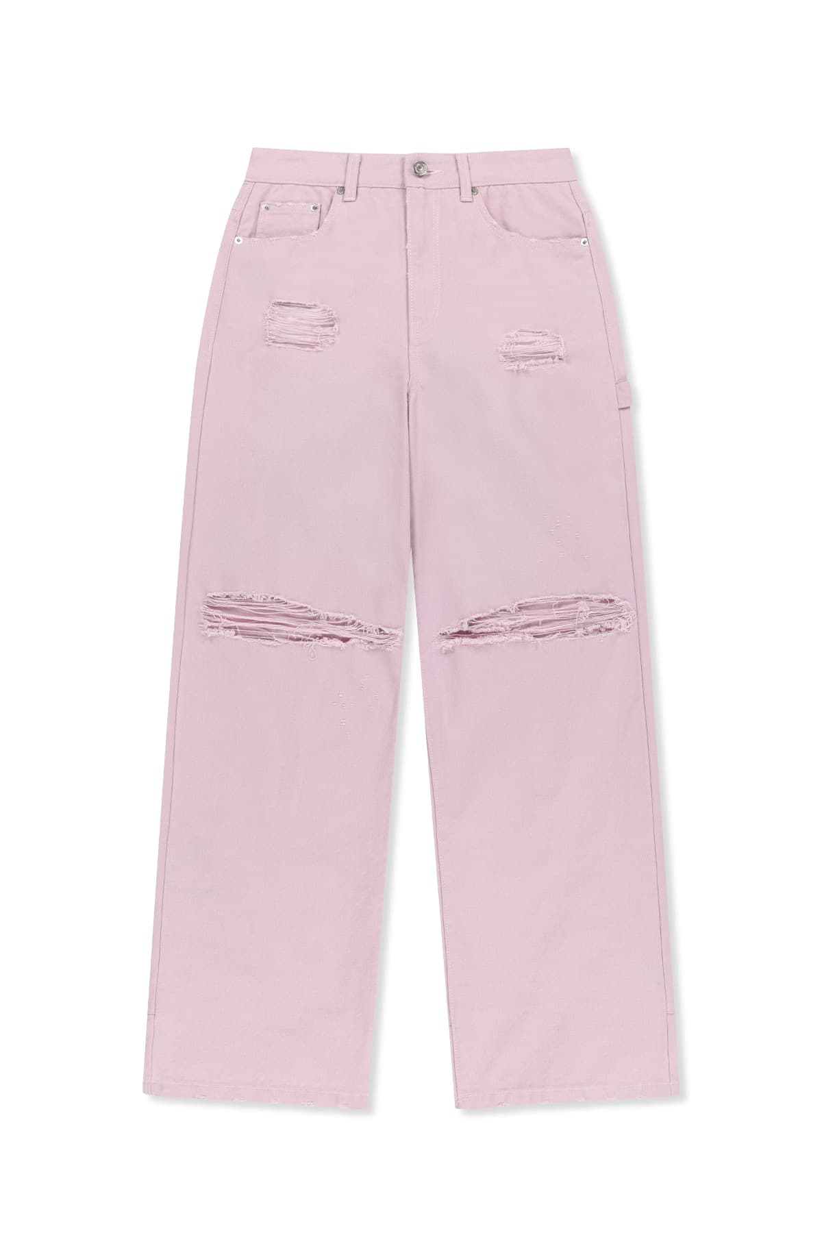 DESTROYED COLOR DYEING DENIM PANTS IN PINK