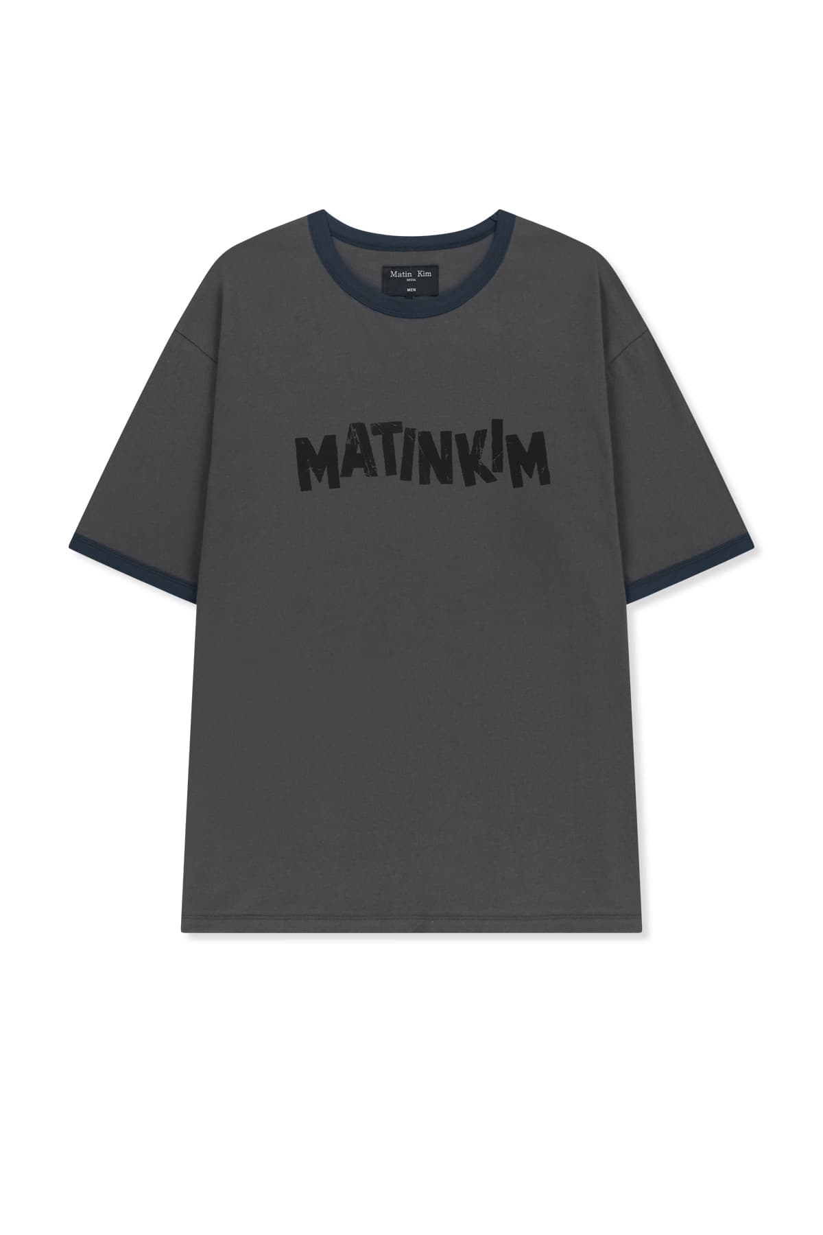 MATIN LOGO RINGER TOP FOR MEN IN CHARCOAL