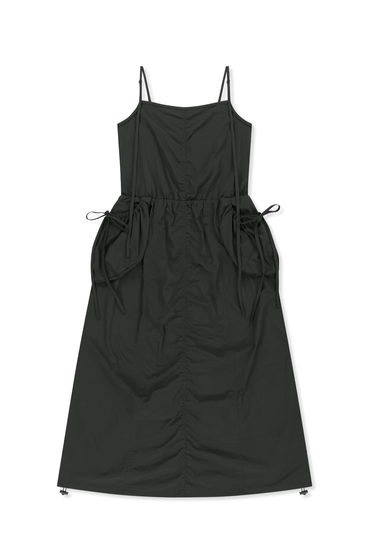 STRAP DETAIL SLEEVELESS UTILITY DRESS IN CHARCOAL