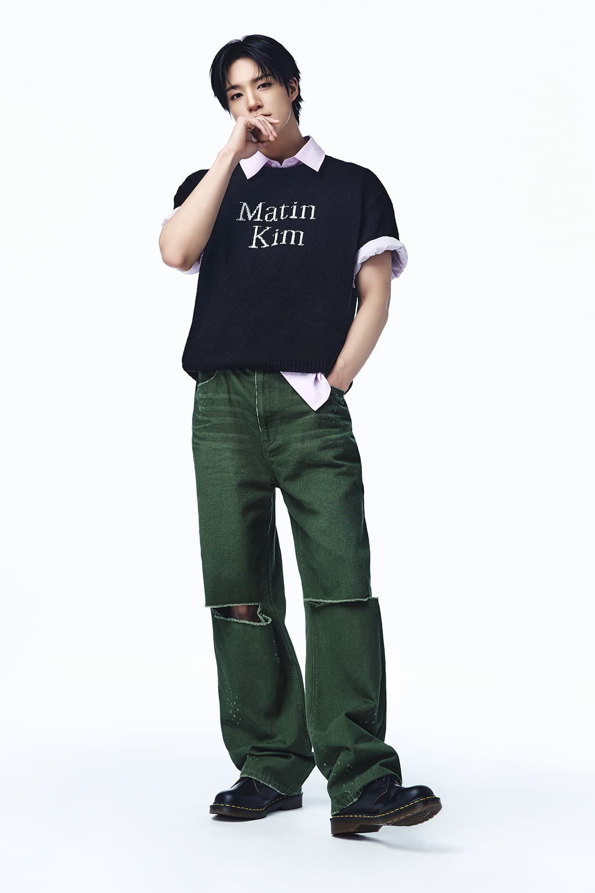 DISTRESSED DENIM PANTS FOR MEN IN KHAKI