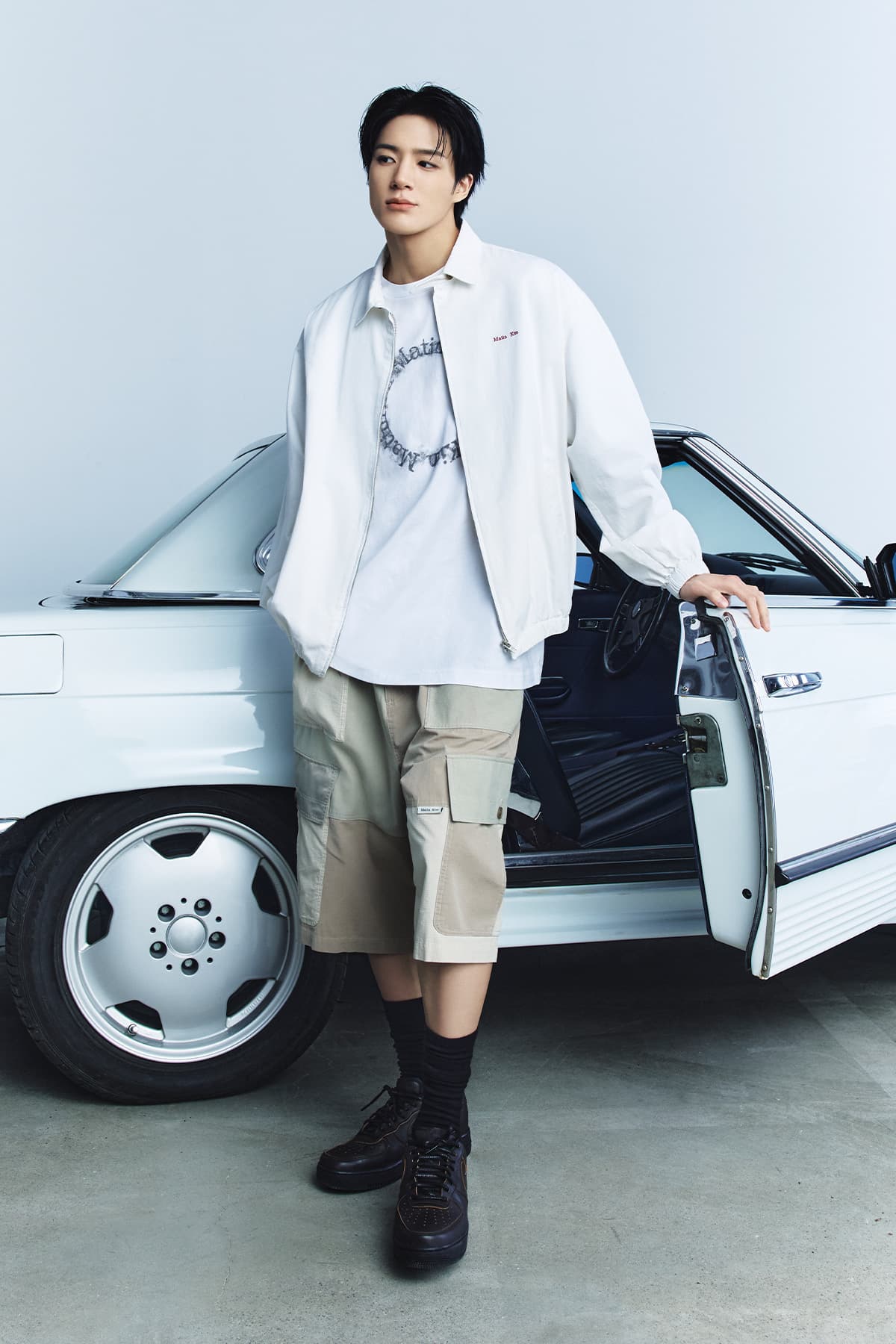 PATCHWORK CARGO BERMUDA PANTS FOR MEN IN BEIGE