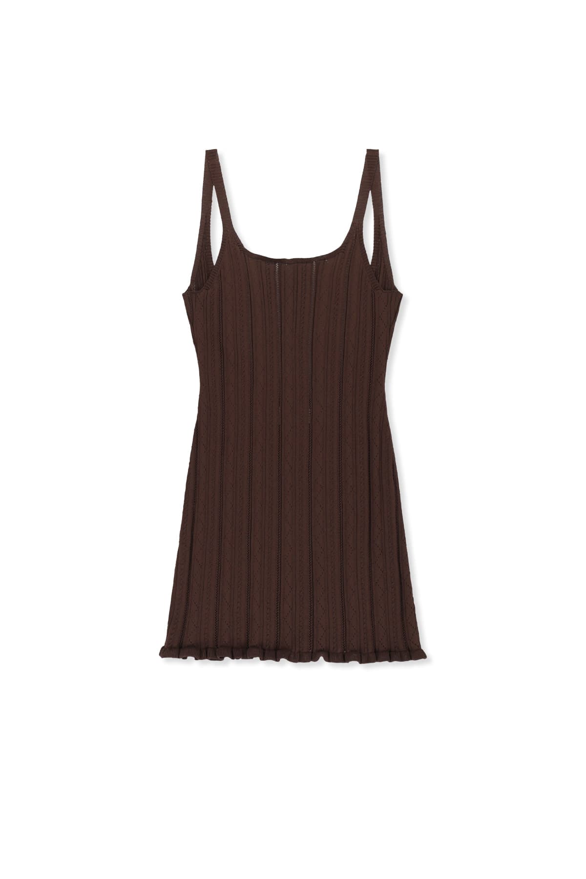 OPEN BACK RIBBED KNIT DRESS IN BROWN