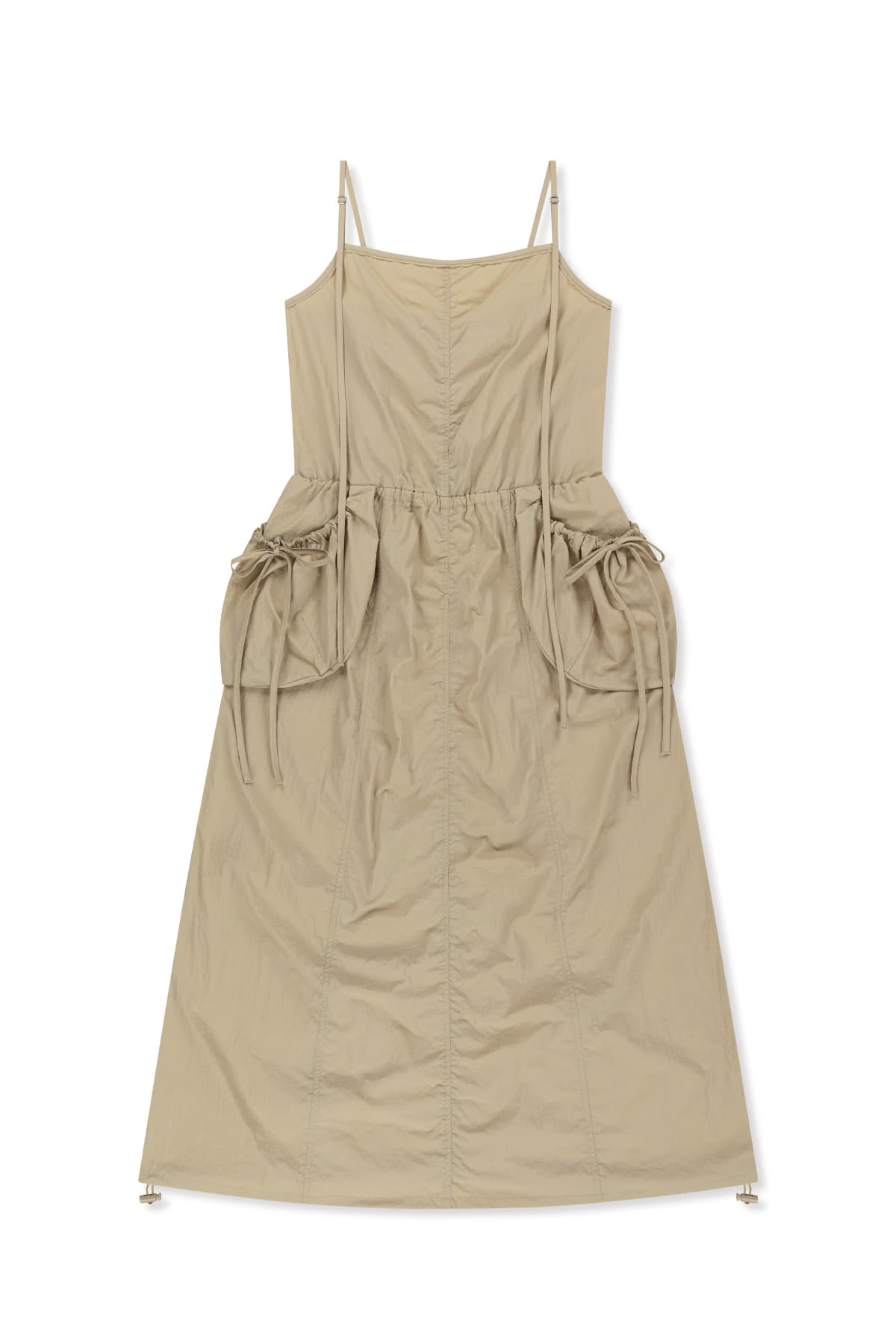 STRAP DETAIL SLEEVELESS UTILITY DRESS IN BEIGE