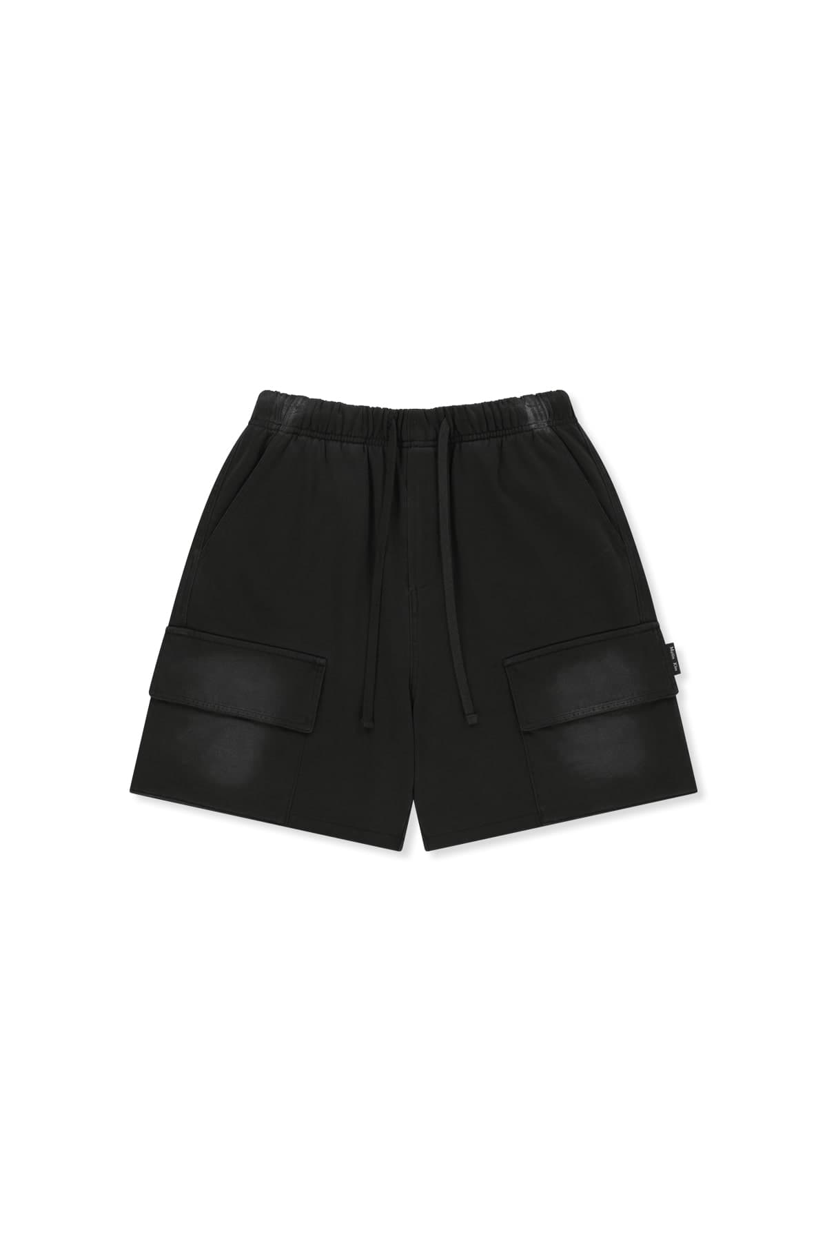 VINTAGE WASHED TERRY CARGO SHORTS IN BLACK