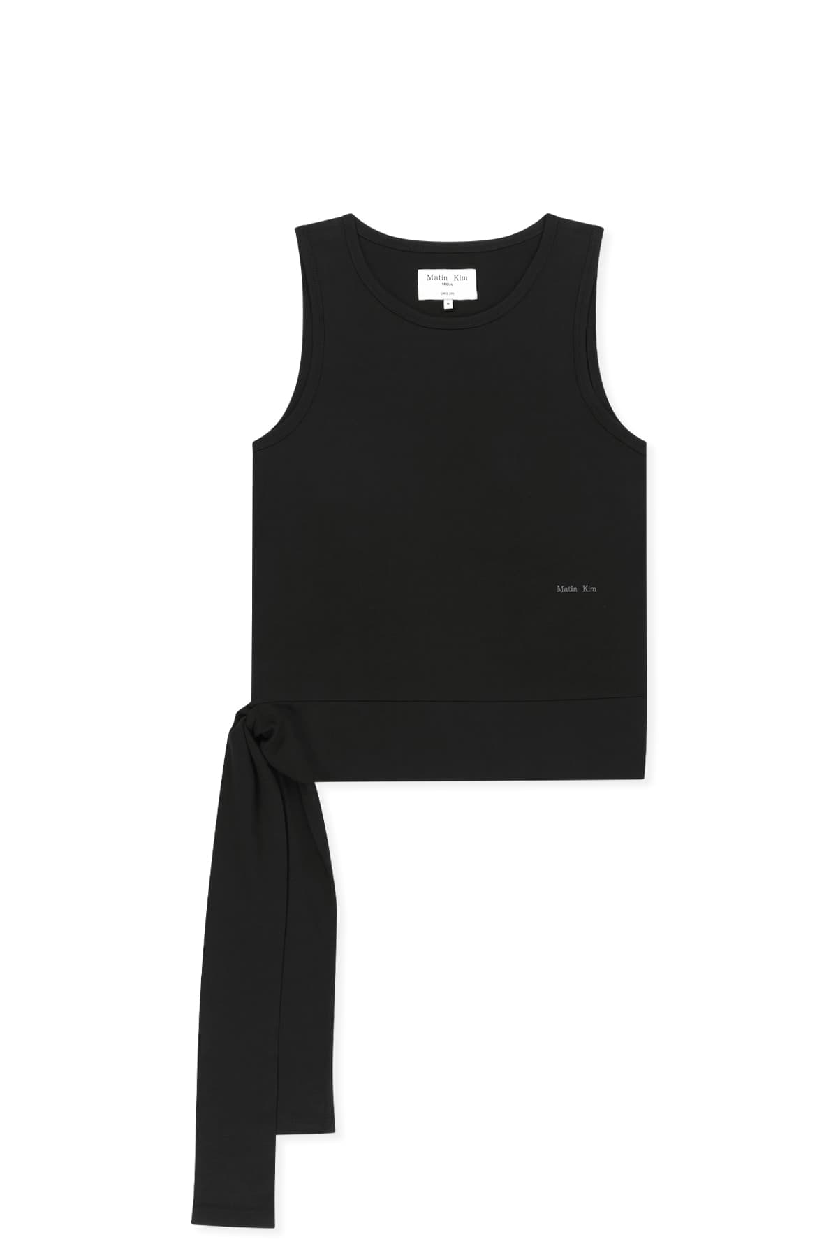 HEM TIE DETAIL SLEEVELESS TOP IN BLACK