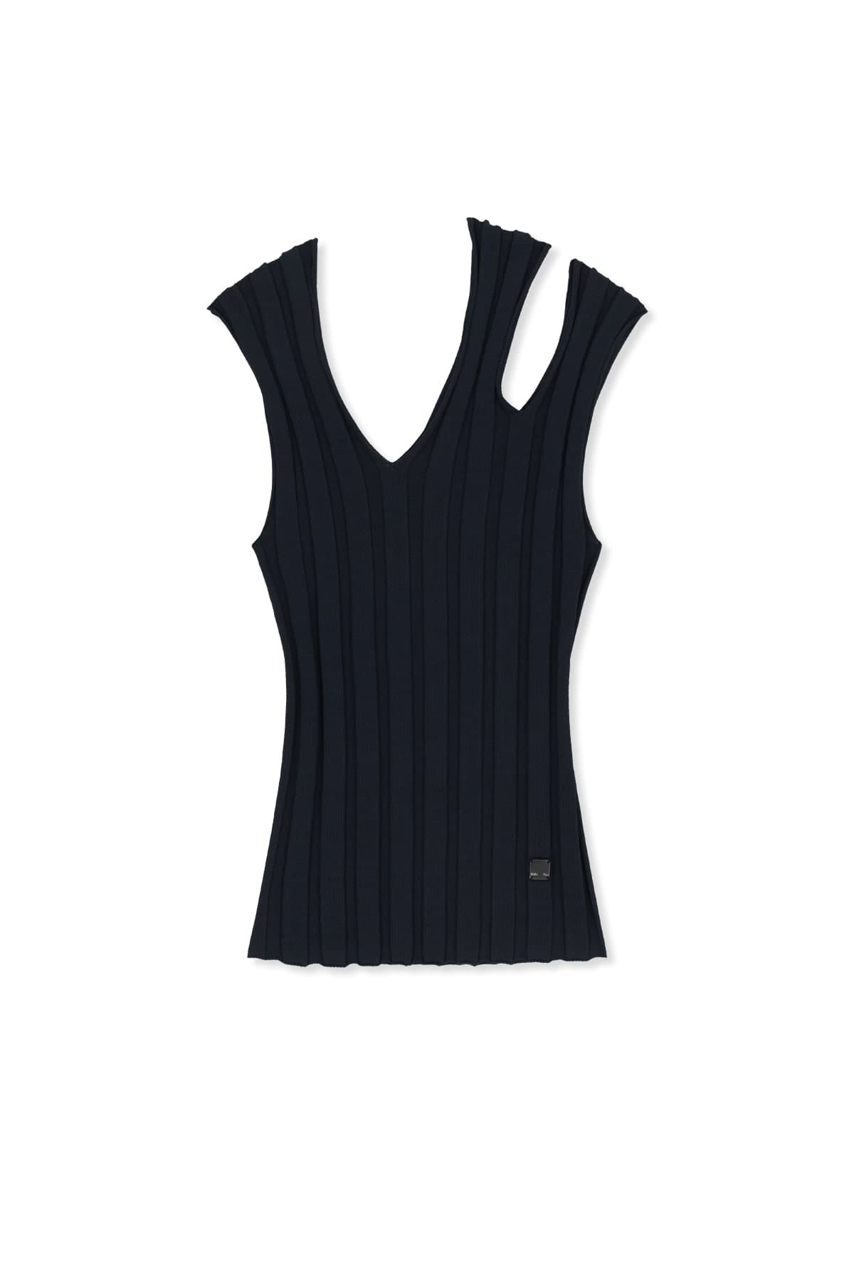 CUT OUT SLEEVELESS KNIT TOP IN DARK NAVY