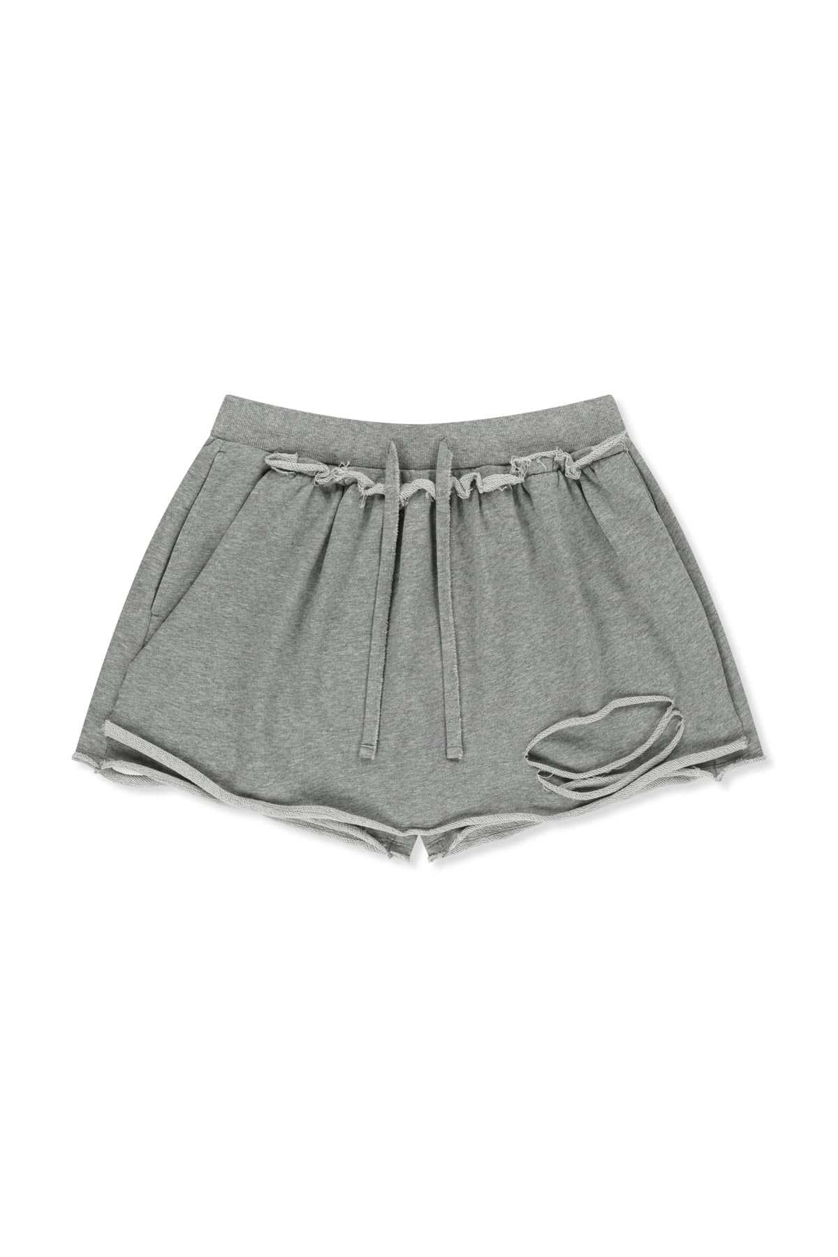 DISTRESSED TERRY SKORT SHORTS IN GREY