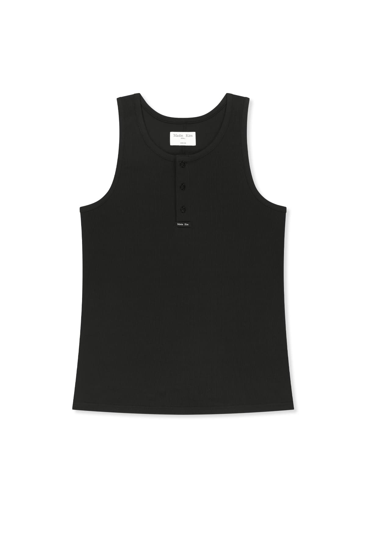 SLEEVELESS HENLEY TOP FOR MEN IN BLACK