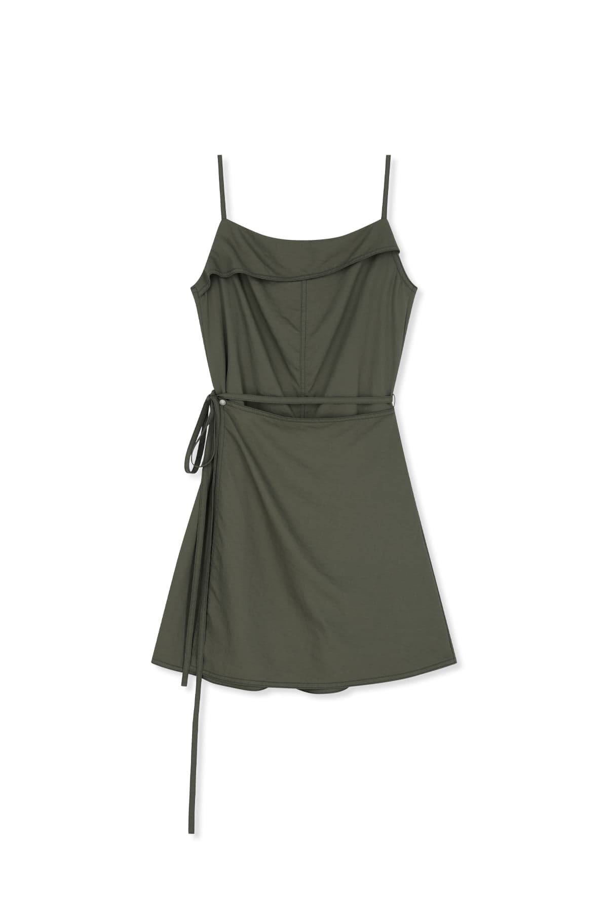 SLEEVELESS WRAP DRESS IN KHAKI